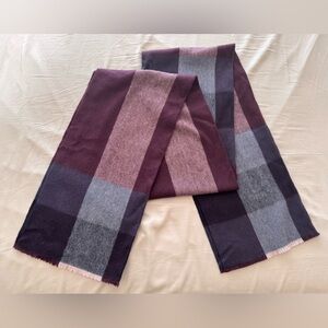 Jigsaw Wool Scarf in Deep Burgundy, Purple and Soft Gray